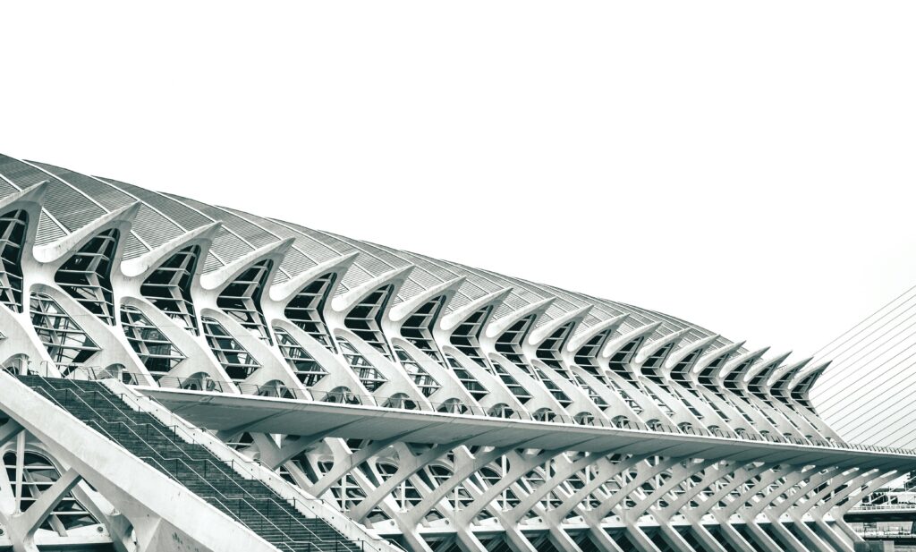 Modern and futuristic architectural structure in Valencia, Spain, showcasing innovative design.